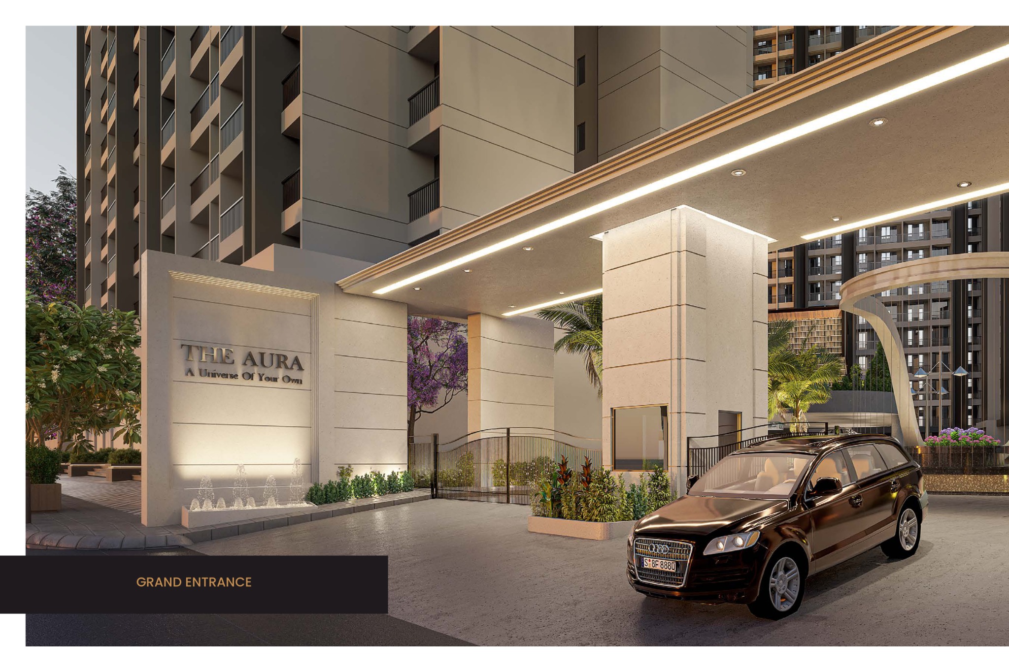 The Aura entrance — project brochure visualisation